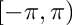 $[-\pi, \pi)$