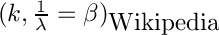 $(k, \frac{1}{\lambda} = \beta)_{\mbox{Wikipedia}}$