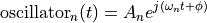 \text{oscillator}_n(t) = A_n e^{j(\omega_n t + \phi)}